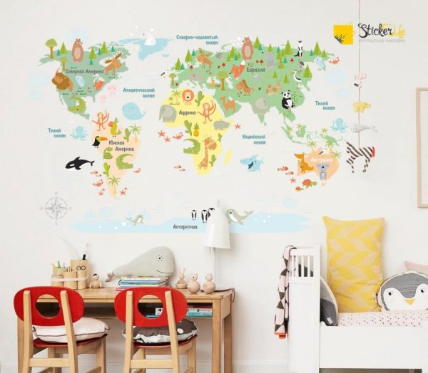 Наклейка на стену карта