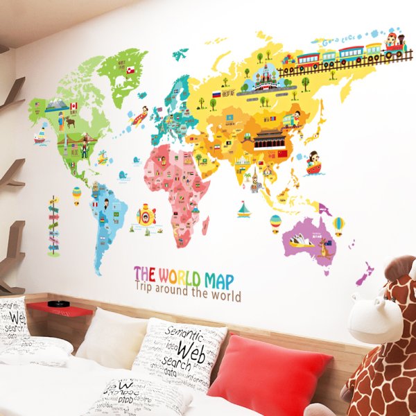 Виниловые наклейки на стену карта мира