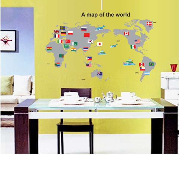 Наклейка на стену в виде карты