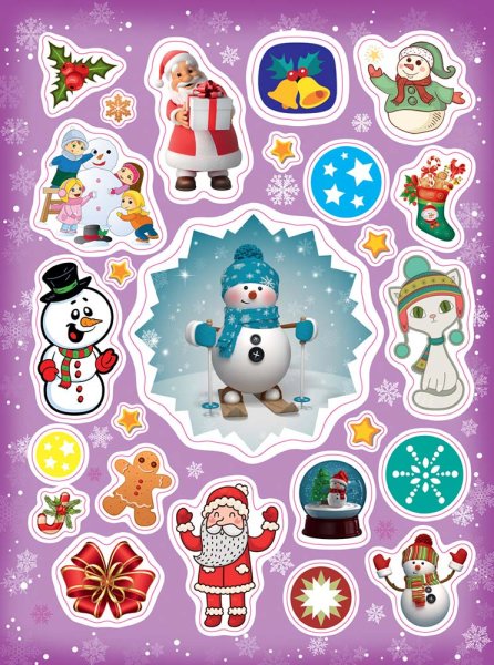 Новогодние рисунки маленькие для наклеек