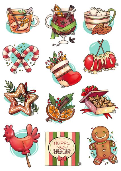 Новогодние наклейки