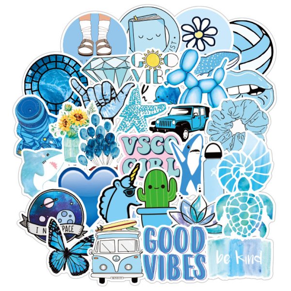 Наклейки в голубом стиле
