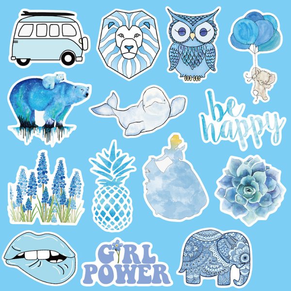 С наклейками синяя