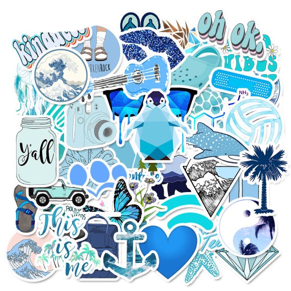 Стикеры в голубом стиле