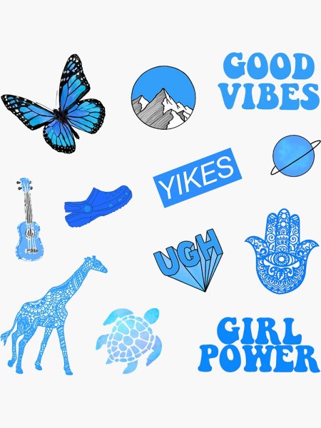 Стикеры для распечатки в голубом стиле