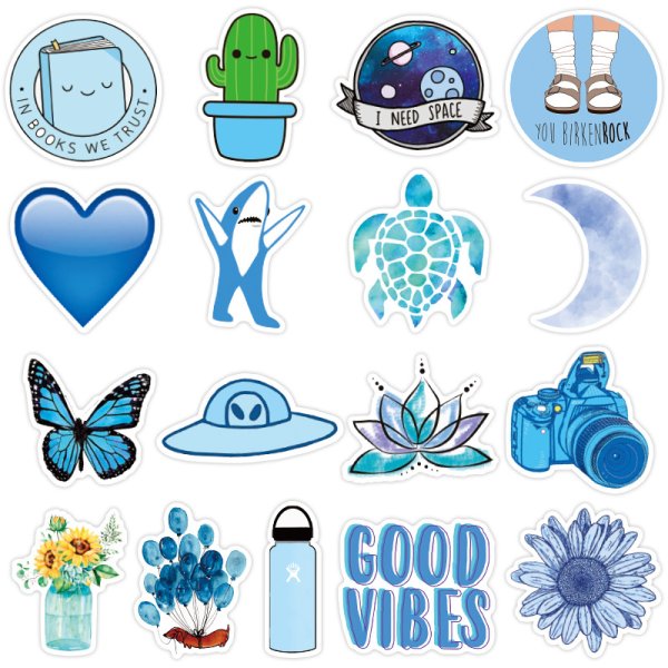 С наклейками синяя