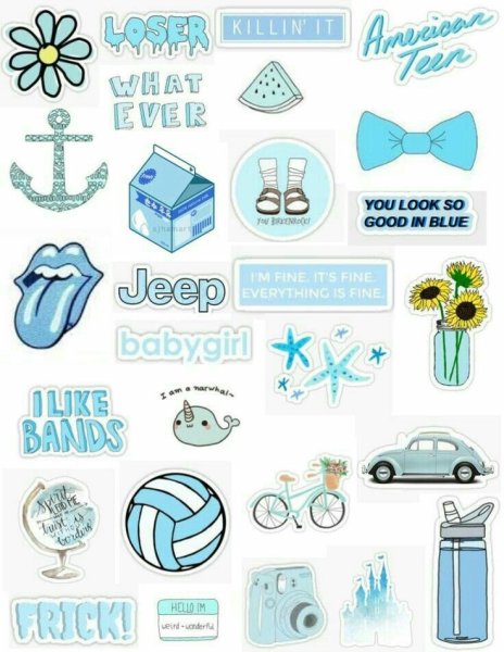 Стикеры голубая тема