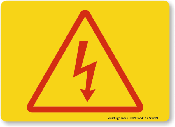 Знак осторожно электрическое напряжение w08-t150