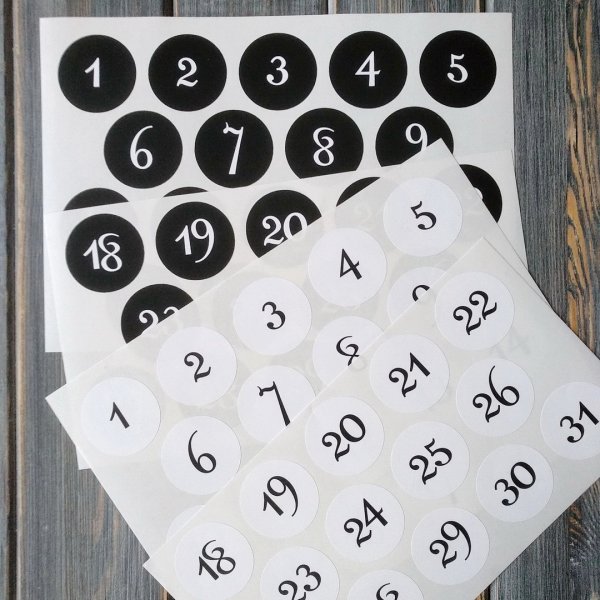 Наклейки цифры для адвент календаря