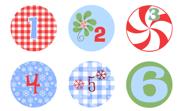 Наклейки цифры для адвент календаря