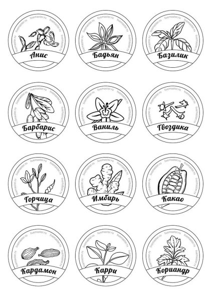 Этикетки для специй и пряностей