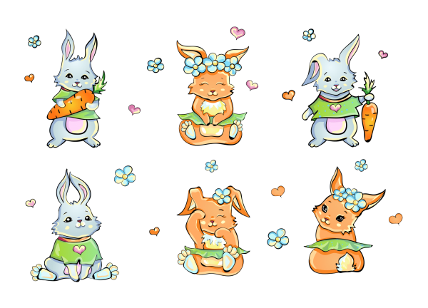 Стикеры зайчики