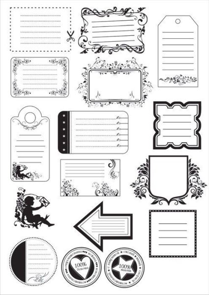 Стикеры чёрно белые для личного дневника