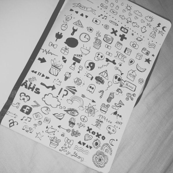 Черно белые Стикеры для скетчбука