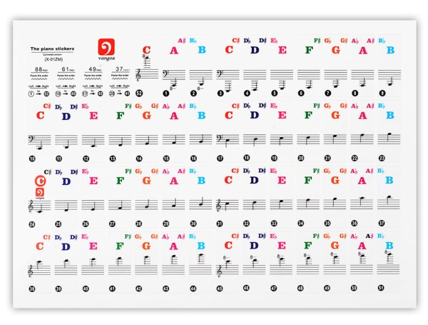 Наклейки нот на синтезатор