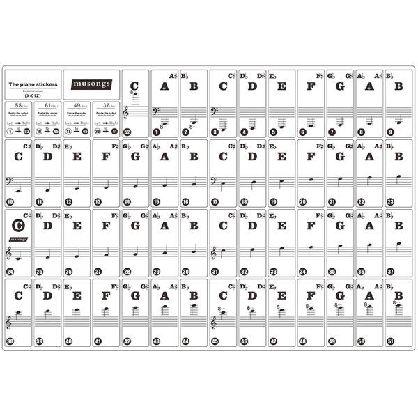 Ноты на клавиатуре синтезатора 61 клавиша