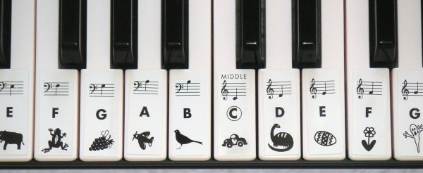 Клавиатура фоно с нотами