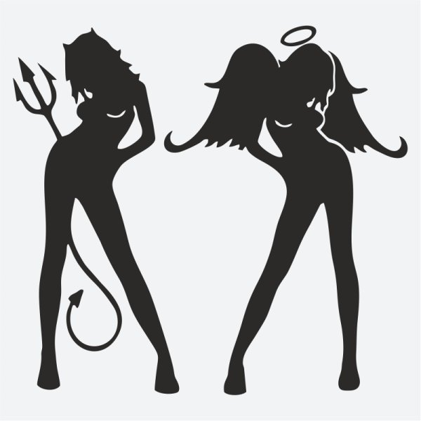 Ангел и демон наклейка на авто