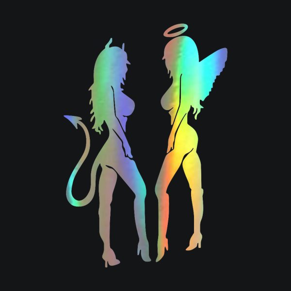 Наклейка девушка ангел и демон