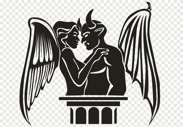 Силуэт ангела и демона