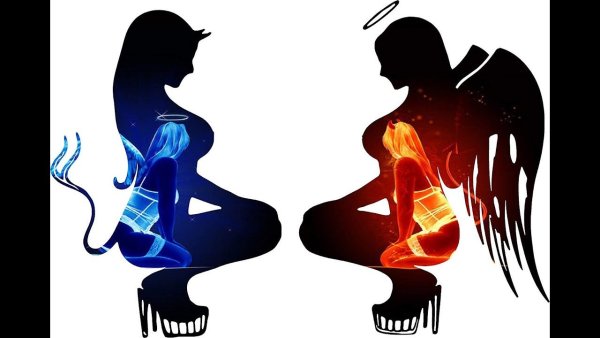 Ангел и демон силуэт