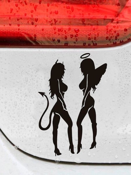 Ангел и демон наклейка на авто