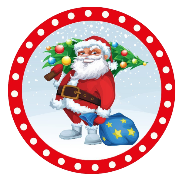Новогодние наклейки круглые