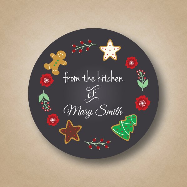 Новогодние наклейки круглые