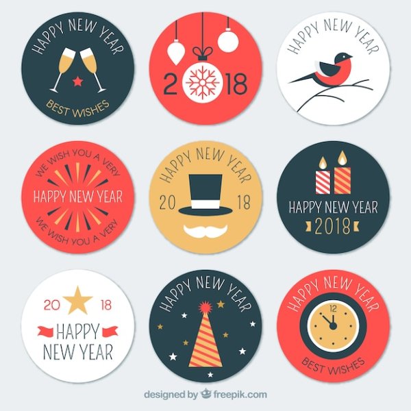 Наклейки круглые новый год