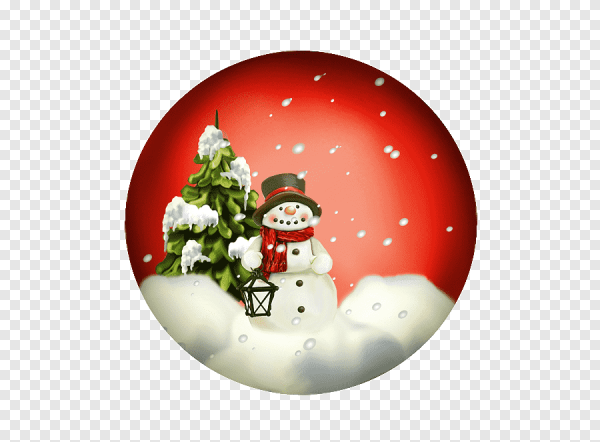 Новогодняя наклейка круглая со снеговиком
