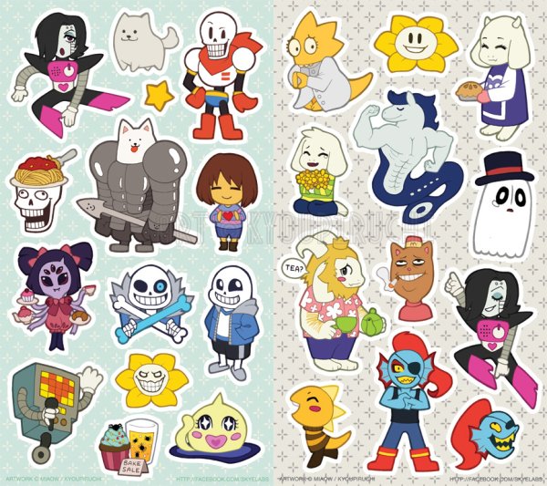 Лист стикеров андертейл