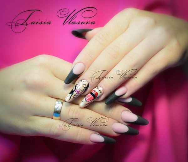 Дизайн ногтей миндаль френч