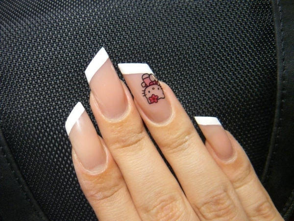 Френч на длинные квадратные ногти