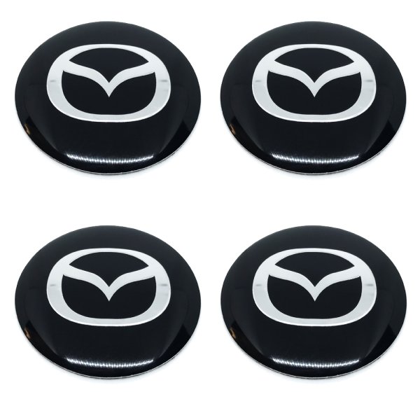 Наклейки из алюминия на колпачки Kia (Киа) черный 60 мм с юбкой