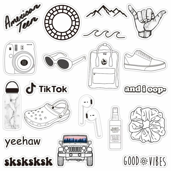 Наклейки черно белые маленькие