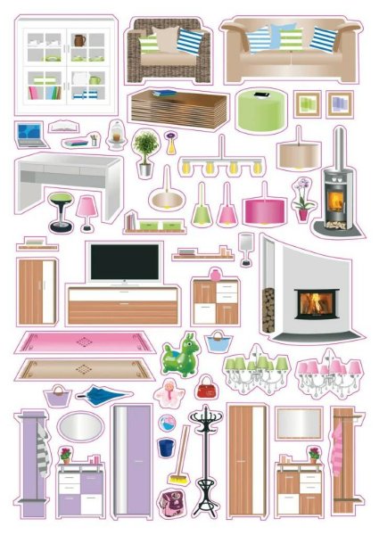 Мебель для бумажного домика