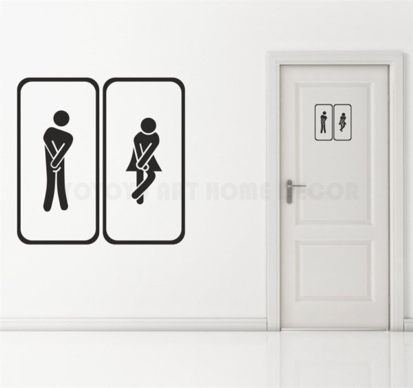 Наклейка на дверь туалета