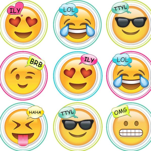 Наклейки для распечатки смайлы