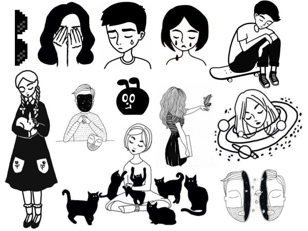 Стикеры для распечатки черно белые