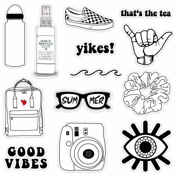 Наклейки черно белые маленькие