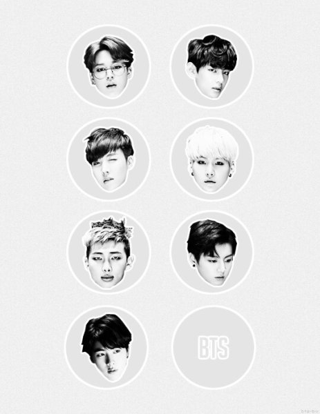 Чёрно белые Стикеры БТС