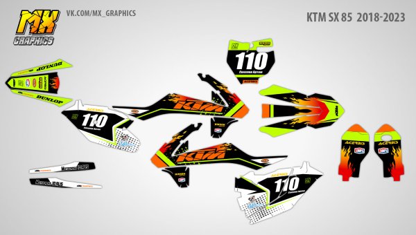 Наклейки на кроссовый мотоцикл Кавасаки