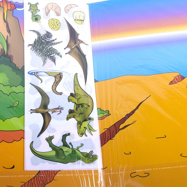 Атлас мира с наклейками динозавры 21х29,7 16 стр