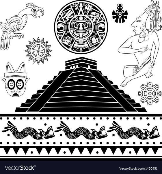 Вектор узоры Майя Ацтеки пирамида