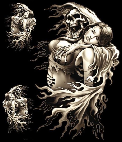 Татуировки смерть обнимает девушку