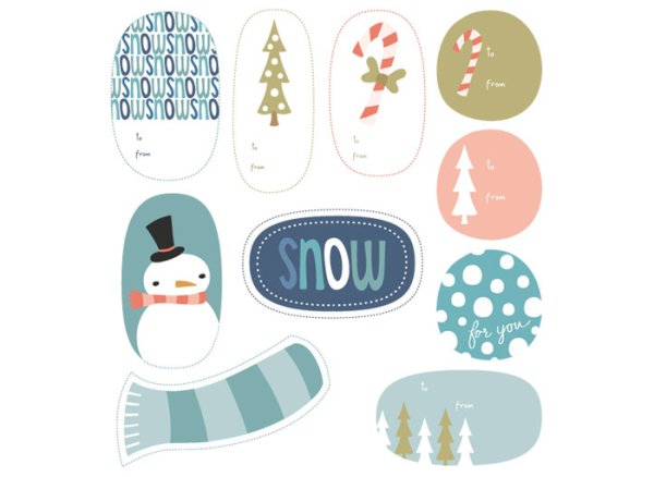 Новогодние наклейки круглые