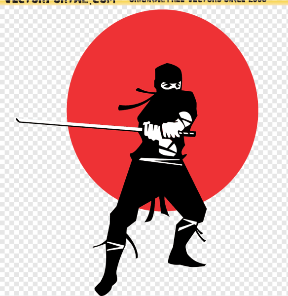 Самурай на фоне японского флага