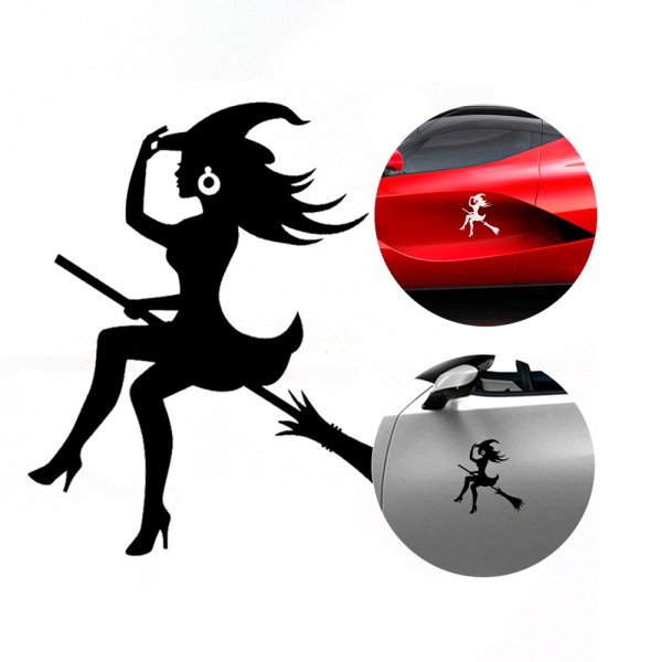 Наклейка ведьма на метле