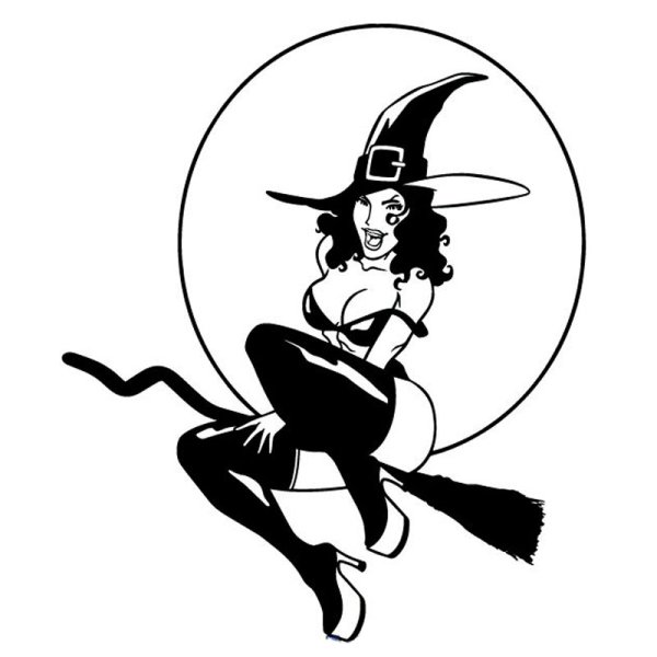 Наклейка ведьма на метле