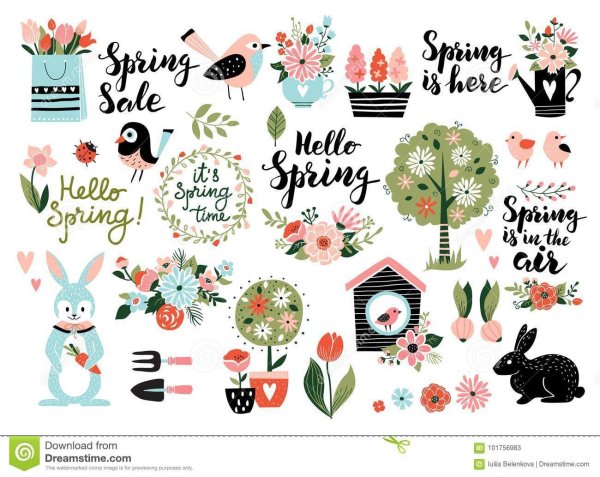 Стикеры весенние листочки